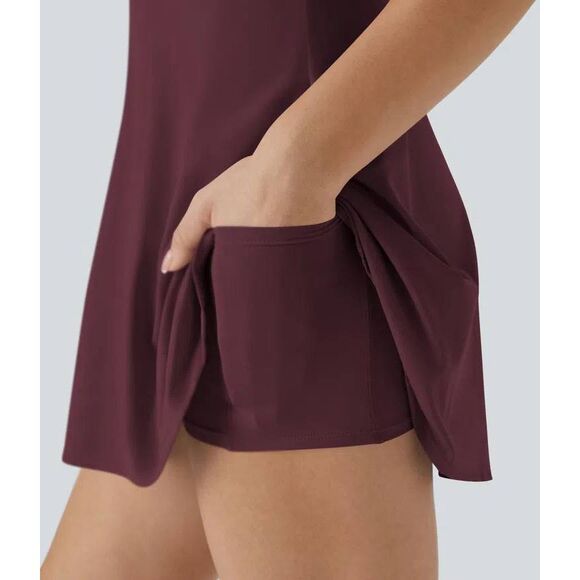 NWT HALARA Easy Peezy Airy Backless Twisted Cool Touch Dance Active Dress size M - Picture 5 of 10